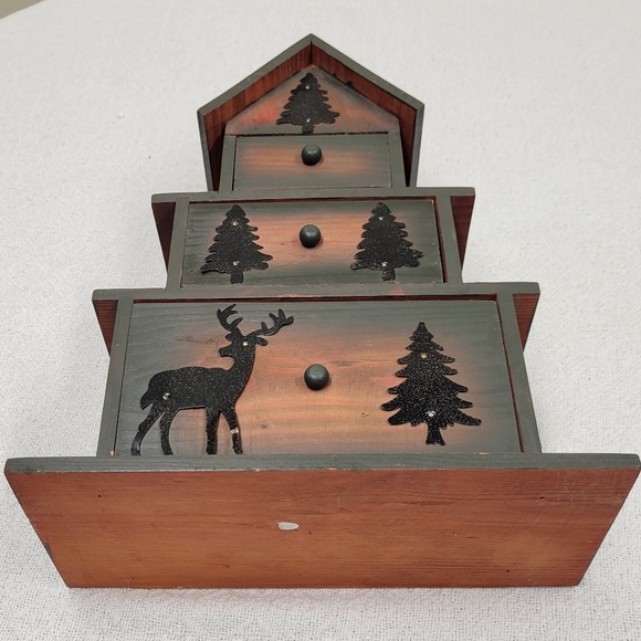 Deer and Pine Trees Cottage Cabinet - Picture 6 of 8